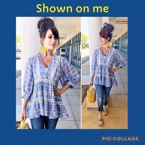 Free People‎ Time Out Plaid Babydoll Tunic